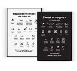 Pakkepris Klesvask-Nybegynnere og Klesvask-Mannsperspektiv plakatene Hvit/Svart - Happystar